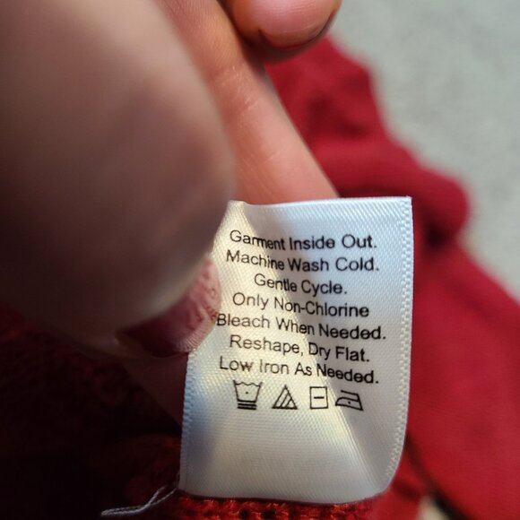 Vintage Jewel Red Parisian Open Knit Sweater Cottage Size Small Holiday Fairy - Picture 9 of 10